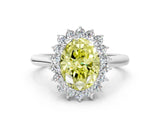 White gold Fancy Yellow Oval  Cut Diamond Halo Ring with Solitaire Band and Prong Setting_53