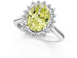 White gold Fancy Yellow Oval  Cut Diamond Halo Ring with Solitaire Band and Prong Setting_54