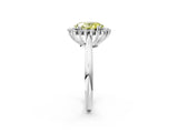 White gold Fancy Yellow Oval  Cut Diamond Halo Ring with Solitaire Band and Prong Setting_55