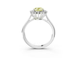 White gold Fancy Yellow Oval  Cut Diamond Halo Ring with Solitaire Band and Prong Setting_56