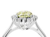 White gold Fancy Yellow Oval  Cut Diamond Halo Ring with Solitaire Band and Prong Setting_57