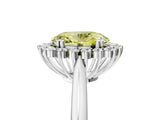 White gold Fancy Yellow Oval  Cut Diamond Halo Ring with Solitaire Band and Prong Setting_58