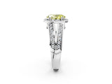 White gold Fancy Yellow Oval Cut Diamond Halo Ring with Split Shank Pavé Band and Four-Prong Setting_14