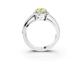 White gold Fancy Yellow Oval Cut Diamond Halo Ring with Split Shank Pavé Band and Four-Prong Setting_15