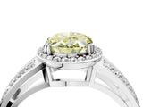 White gold Fancy Yellow Oval Cut Diamond Halo Ring with Split Shank Pavé Band and Four-Prong Setting_16
