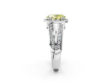 White gold Fancy Yellow Oval Cut Diamond Halo Ring with Split Shank Pavé Band and Four-Prong Setting_2