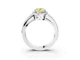 White gold Fancy Yellow Oval Cut Diamond Halo Ring with Split Shank Pavé Band and Four-Prong Setting_3