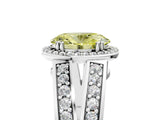 White gold Fancy Yellow Oval Cut Diamond Halo Ring with Split Shank Pavé Band and Four-Prong Setting_5
