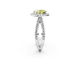 White gold Fancy Yellow Oval Cut Diamond Halo Ring with Split Shank Pavé Band and Prong Setting_81
