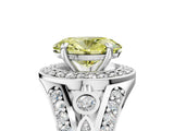 White gold Fancy Yellow Oval Cut Diamond Halo Ring with Split Shank and Bezel Accents and Four-Prong Setting_5