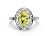 White gold Fancy Yellow Oval Cut Diamond Halo Ring with Split Shank and Four-Prong Setting_58
