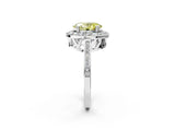 White gold Fancy Yellow Oval Cut Diamond Halo Ring with Split Shank and Four-Prong Setting_60