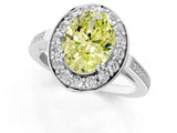 White gold Fancy Yellow Oval Cut Diamond Halo Ring with Split Shank and Four-Prong Setting_62
