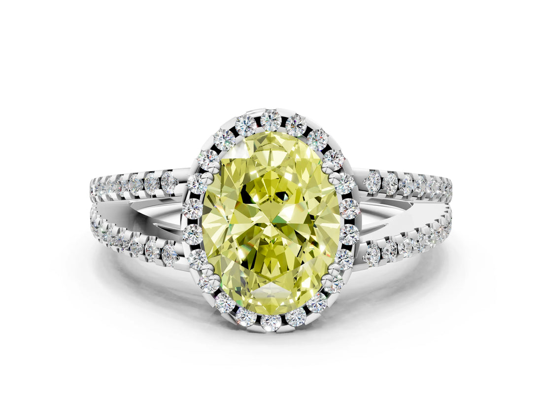 White gold Fancy Yellow Oval Cut Diamond Halo Split Shank Engagement Ring_87