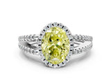 White gold Fancy Yellow Oval Cut Diamond Halo Split Shank Engagement Ring_92