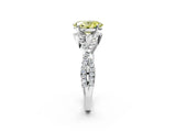 White gold Fancy Yellow Oval Cut Diamond  Halo Twist Band Solitaire Prong Setting Ring_14