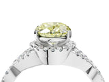 White gold Fancy Yellow Oval Cut Diamond  Halo Twist Band Solitaire Prong Setting Ring_16