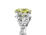 White gold Fancy Yellow Oval Cut Diamond  Halo Twist Band Solitaire Prong Setting Ring_17