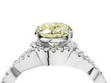 White gold Fancy Yellow Oval Cut Diamond  Halo Twist Band Solitaire Prong Setting Ring_53