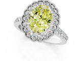 White gold Fancy Yellow Oval  Cut Diamond Milgrain Floral Halo Engagement Ring with Pavé Band_16