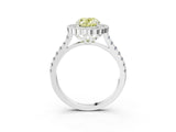 White gold Fancy Yellow Oval  Cut Diamond Milgrain Floral Halo Engagement Ring with Pavé Band_18