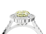 White gold Fancy Yellow Oval  Cut Diamond Milgrain Floral Halo Engagement Ring with Pavé Band_19