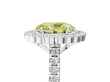 White gold Fancy Yellow Oval  Cut Diamond Milgrain Floral Halo Engagement Ring with Pavé Band_20