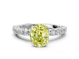 White gold Fancy Yellow Oval Cut Diamond Pavé Band Solitaire Ring with Prong Setting_87