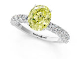 White gold Fancy Yellow Oval Cut Diamond Pavé Band Solitaire Ring with Prong Setting_88