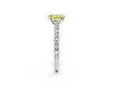 White gold Fancy Yellow Oval Cut Diamond Pavé Band Solitaire Ring with Prong Setting_90