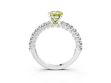 White gold Fancy Yellow Oval Cut Diamond Pavé Band Solitaire Ring with Prong Setting_90
