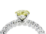 White gold Fancy Yellow Oval Cut Diamond Pavé Band Solitaire Ring with Prong Setting_91