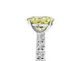 White gold Fancy Yellow Oval Cut Diamond Pavé Band Solitaire Ring with Prong Setting_92