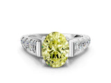 White gold Fancy Yellow Oval  Cut Diamond Pavé Band Solitaire with Four-Prong Setting_15