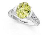 White gold Fancy Yellow Oval  Cut Diamond Pavé Band Solitaire with Four-Prong Setting_16