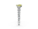 White gold Fancy Yellow Oval  Cut Diamond Pavé Band Solitaire with Four-Prong Setting_17