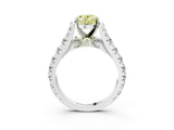 White gold Fancy Yellow Oval  Cut Diamond Pavé Band Solitaire with Four-Prong Setting_18