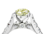 White gold Fancy Yellow Oval  Cut Diamond Pavé Band Solitaire with Four-Prong Setting_19