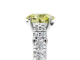 White gold Fancy Yellow Oval  Cut Diamond Pavé Band Solitaire with Four-Prong Setting_20