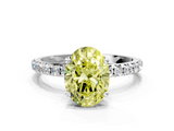 White gold Fancy Yellow Oval  Cut Diamond Pavé Band Solitaire with Four-Prong Setting_3