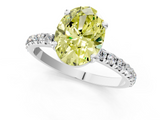 White gold Fancy Yellow Oval  Cut Diamond Pavé Band Solitaire with Four-Prong Setting_4