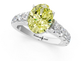 White gold Fancy Yellow Oval  Cut Diamond Pavé Band Solitaire with Four-Prong Setting_4