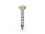 White gold Fancy Yellow Oval  Cut Diamond Pavé Band Solitaire with Four-Prong Setting_5