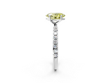 White gold Fancy Yellow Oval  Cut Diamond Pavé Band Solitaire with Four-Prong Setting_5