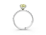 White gold Fancy Yellow Oval  Cut Diamond Pavé Band Solitaire with Four-Prong Setting_6