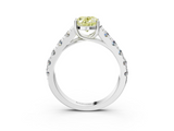 White gold Fancy Yellow Oval  Cut Diamond Pavé Band Solitaire with Four-Prong Setting_6