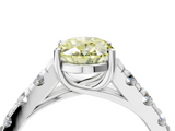 White gold Fancy Yellow Oval  Cut Diamond Pavé Band Solitaire with Four-Prong Setting_7