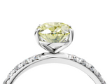 White gold Fancy Yellow Oval  Cut Diamond Pavé Band Solitaire with Four-Prong Setting_7