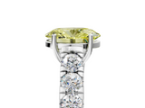 White gold Fancy Yellow Oval  Cut Diamond Pavé Band Solitaire with Four-Prong Setting_8
