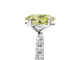 White gold Fancy Yellow Oval  Cut Diamond Pavé Band Solitaire with Four-Prong Setting_8